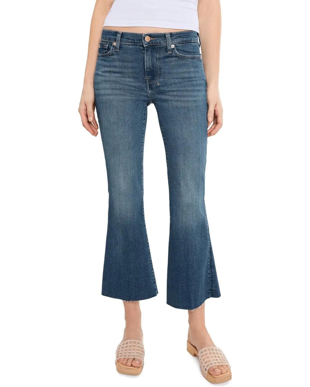 7 For All Mankind Dojo Wide Leg Trouser Jeans Dark Wash Size 25